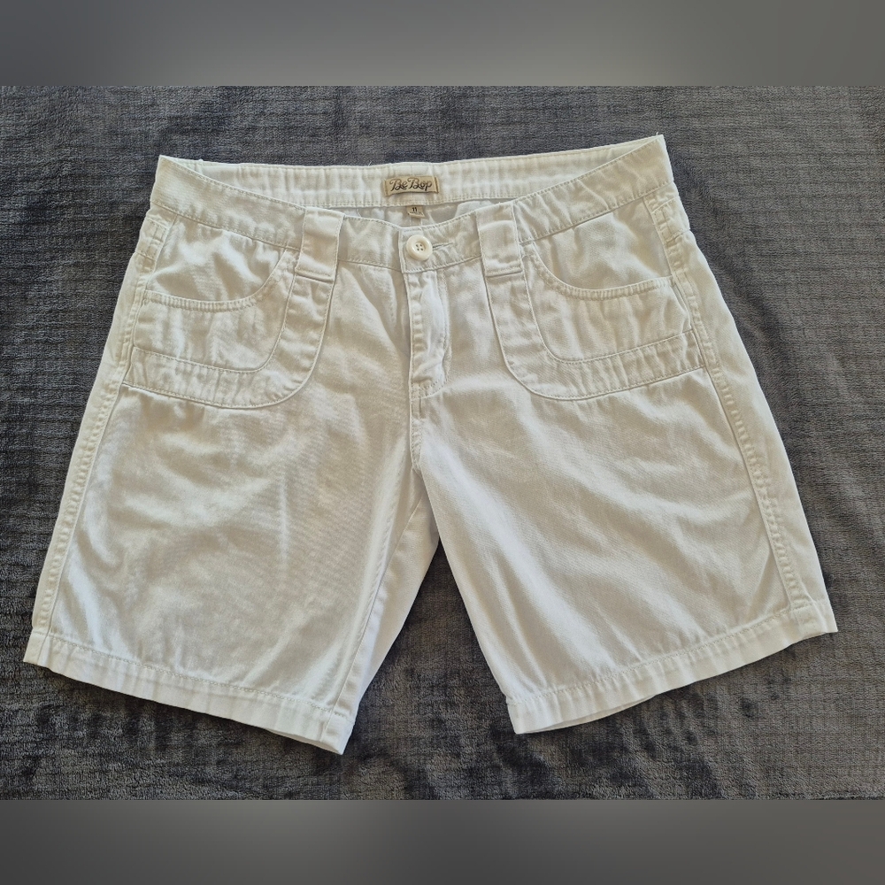 BeBop Women's White Flat Front Shorts